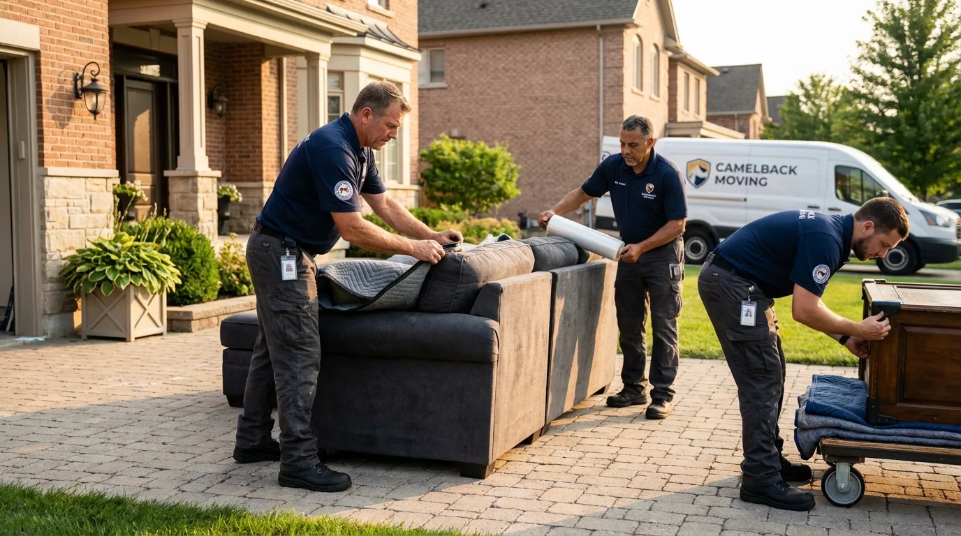 Large estate moving crew wrapping furniture in Junction, UT