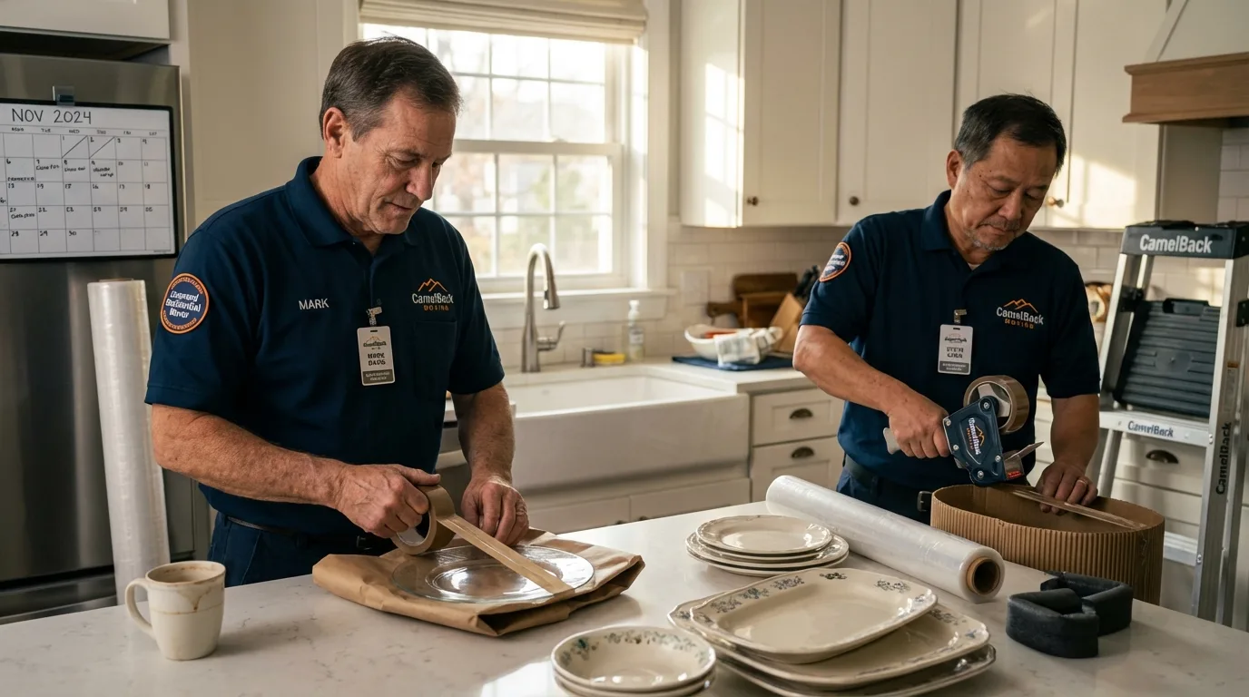 Professional crew packing kitchen dishware in Junction, UT